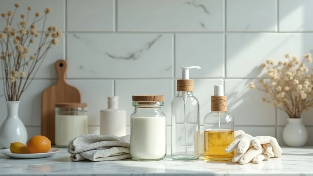 Authentic apothecary jars and cleaning supplies on marble for beginner collector care