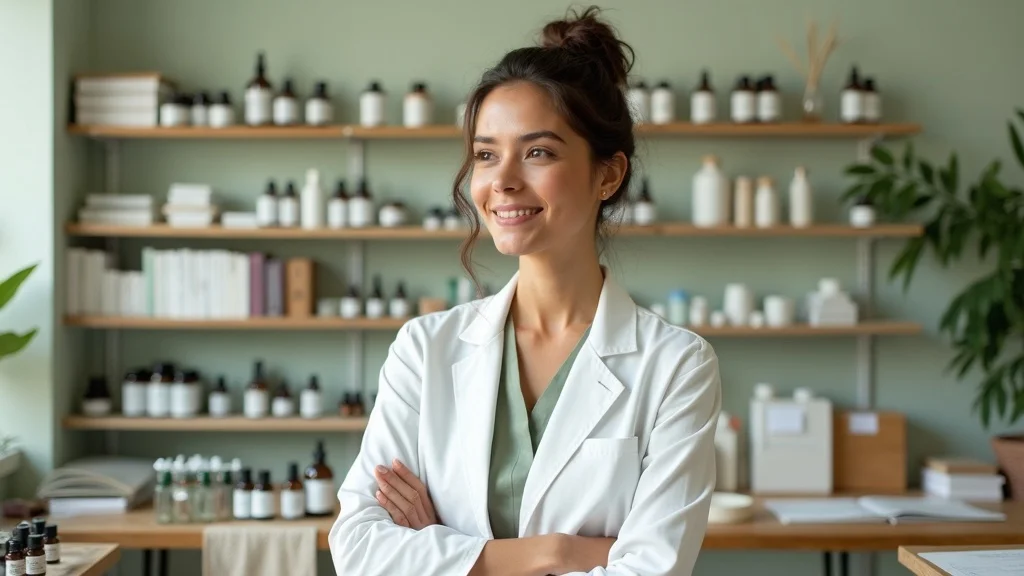 essential oil safety expert Robert Tisserand in lab with organized oils