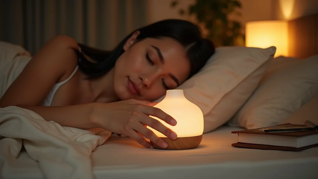 Apothecary-style night shelf with labeled oils, jars, mini funnel, and herbs arranged for sleep routines